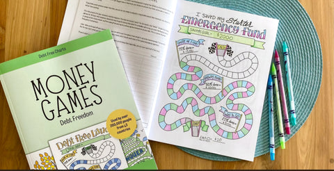Crayola Twistable Pens next to Money Games book